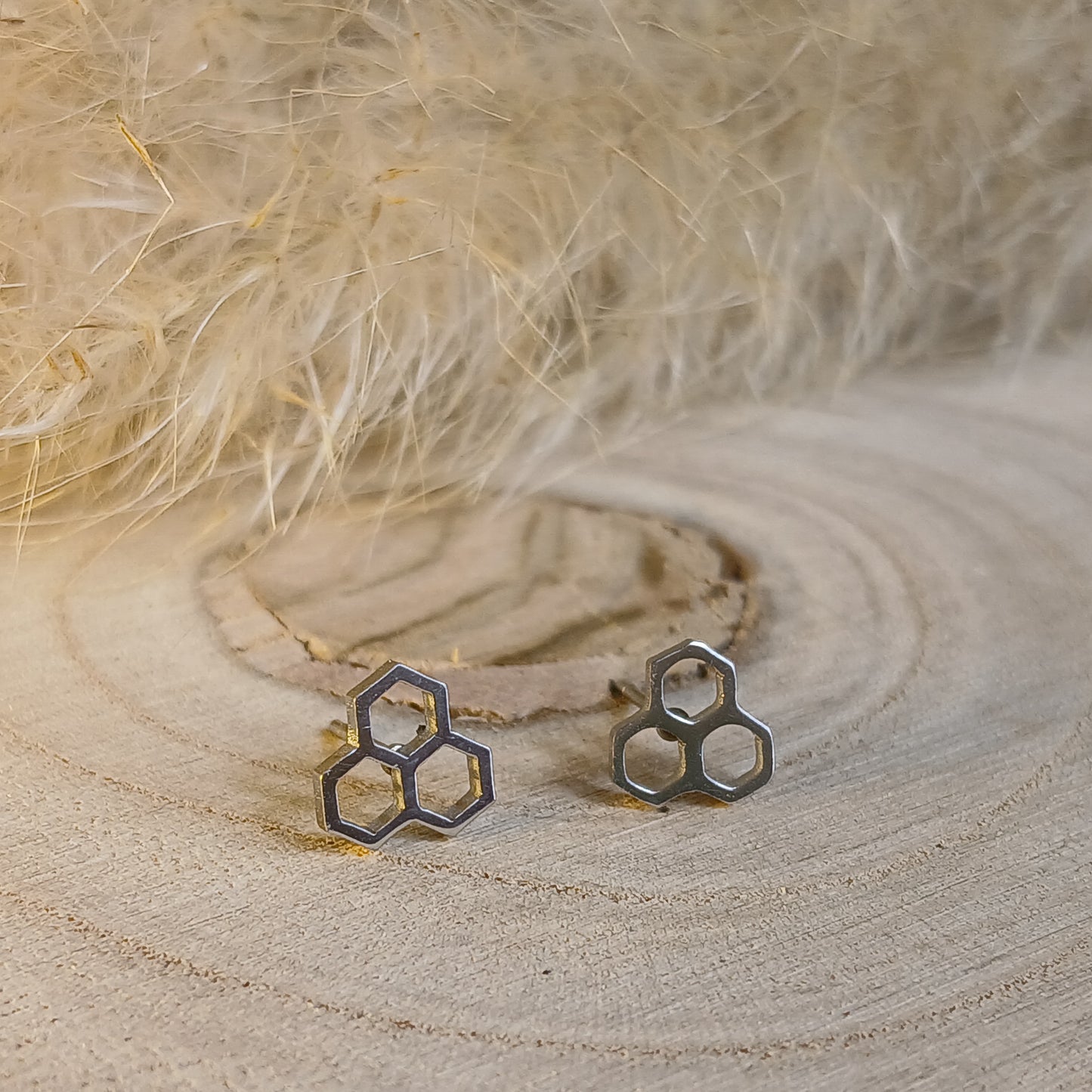 Ohrstecker Edelstahl Bienenwabe