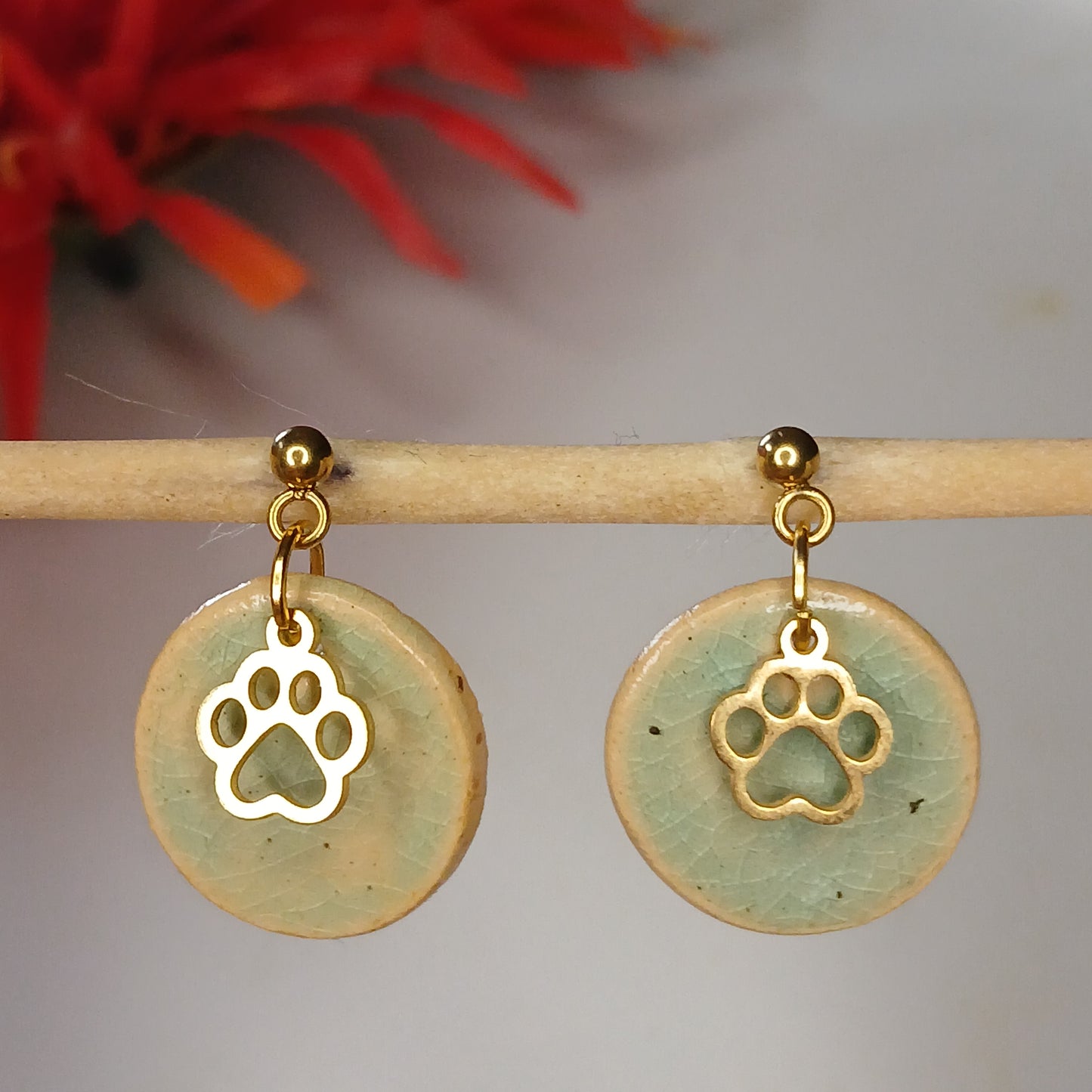Ohrhänger Keramik "Pfote" kristalltürkis