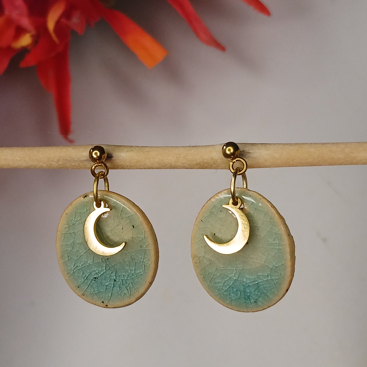 Ohrhänger Keramik "Halbmond" kristalltürkis