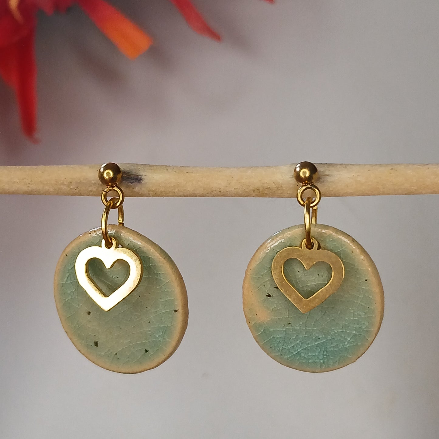 Ohrhänger Keramik "Herz" kristalltürkis