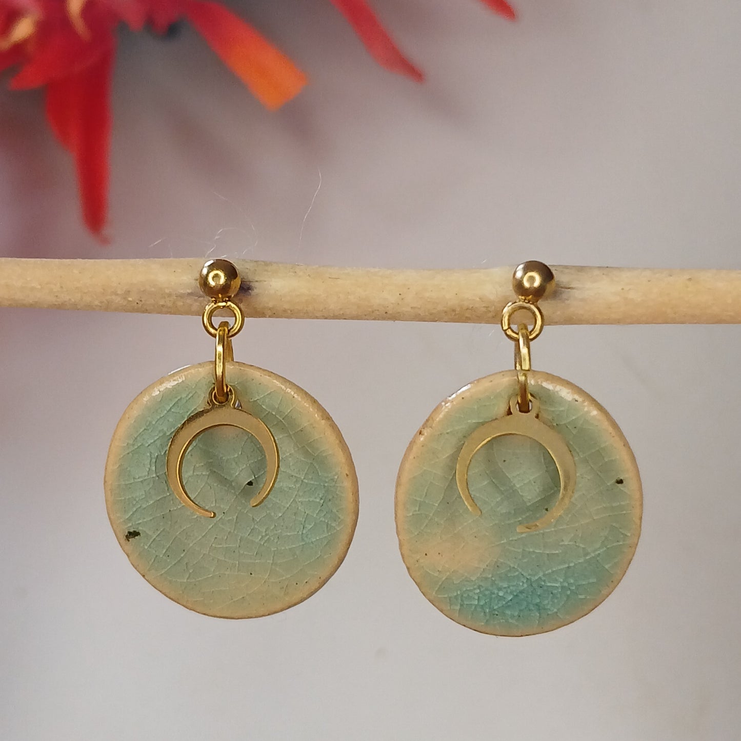 Ohrhänger Keramik "Hexenmond" kristalltürkis