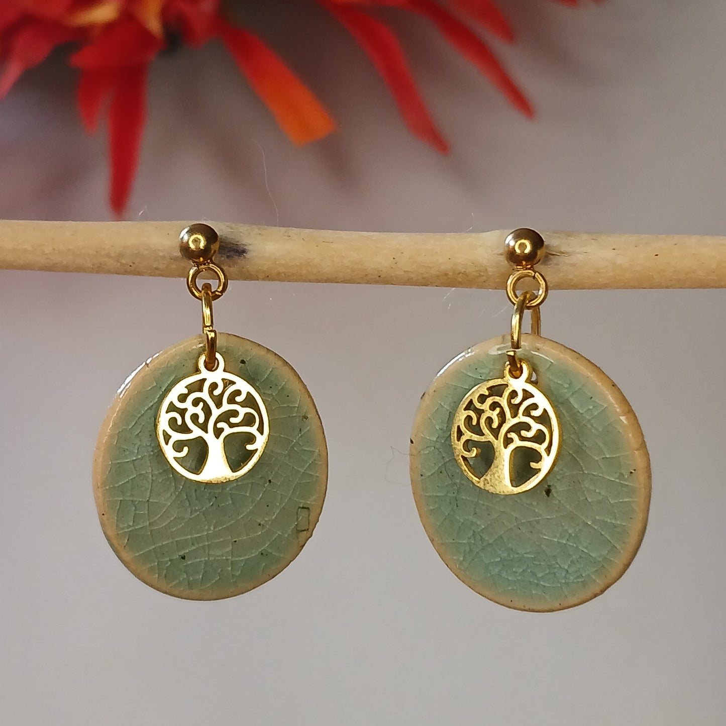 Ohrhänger Keramik "Lebensbaum" kristalltürkis