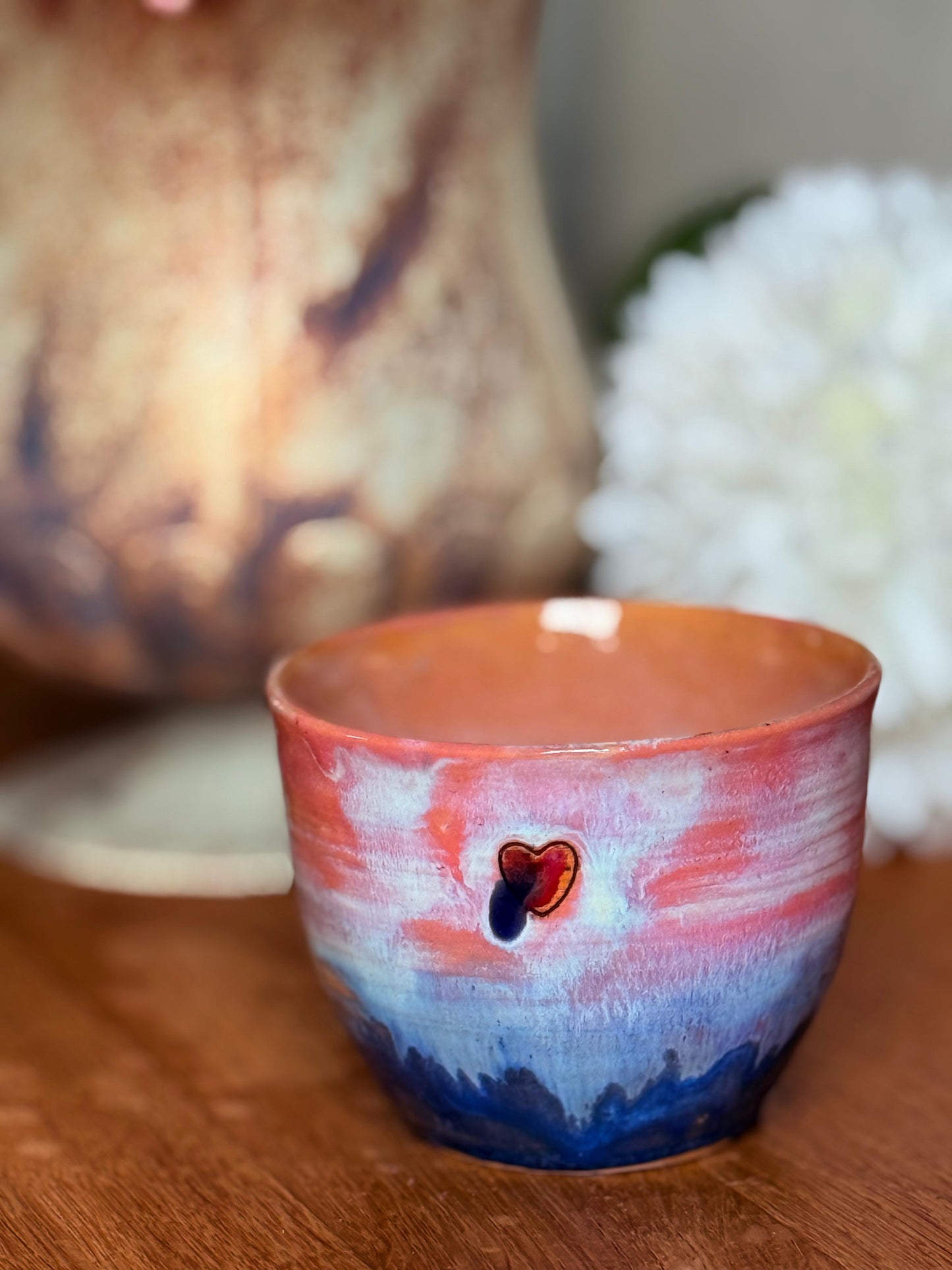 Becher Keramik "Herz mit zerlaufener Träne"