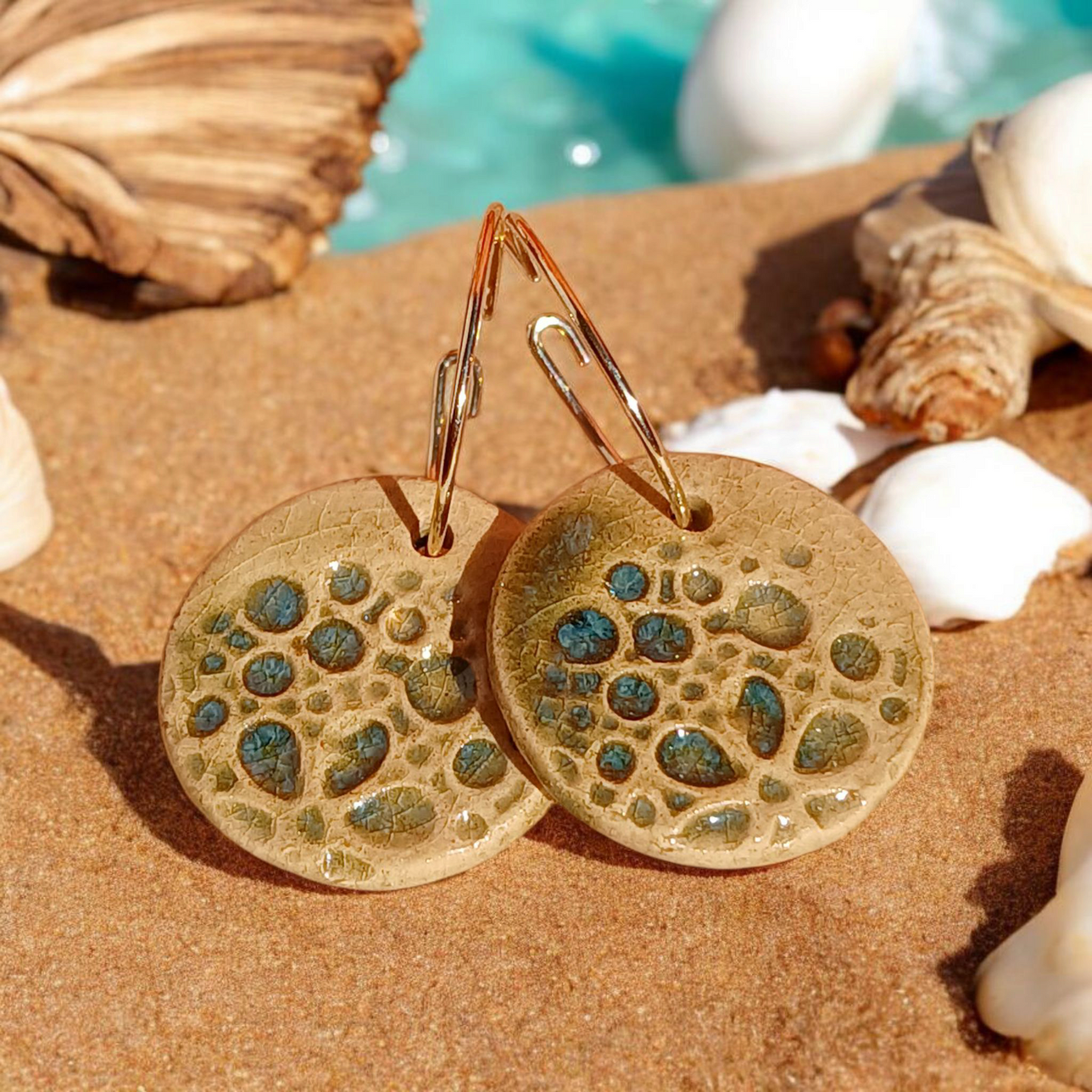 Ohrhänger Keramik flaschengrün