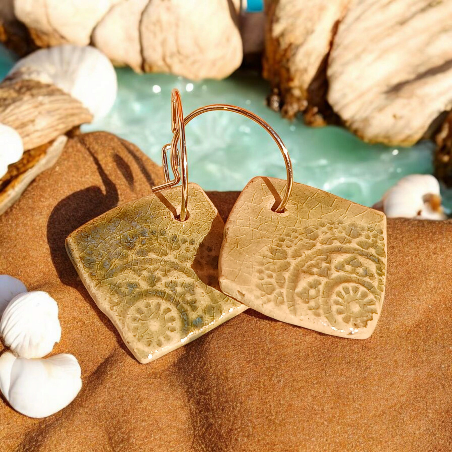 Ohrhänger Keramik flaschengrün