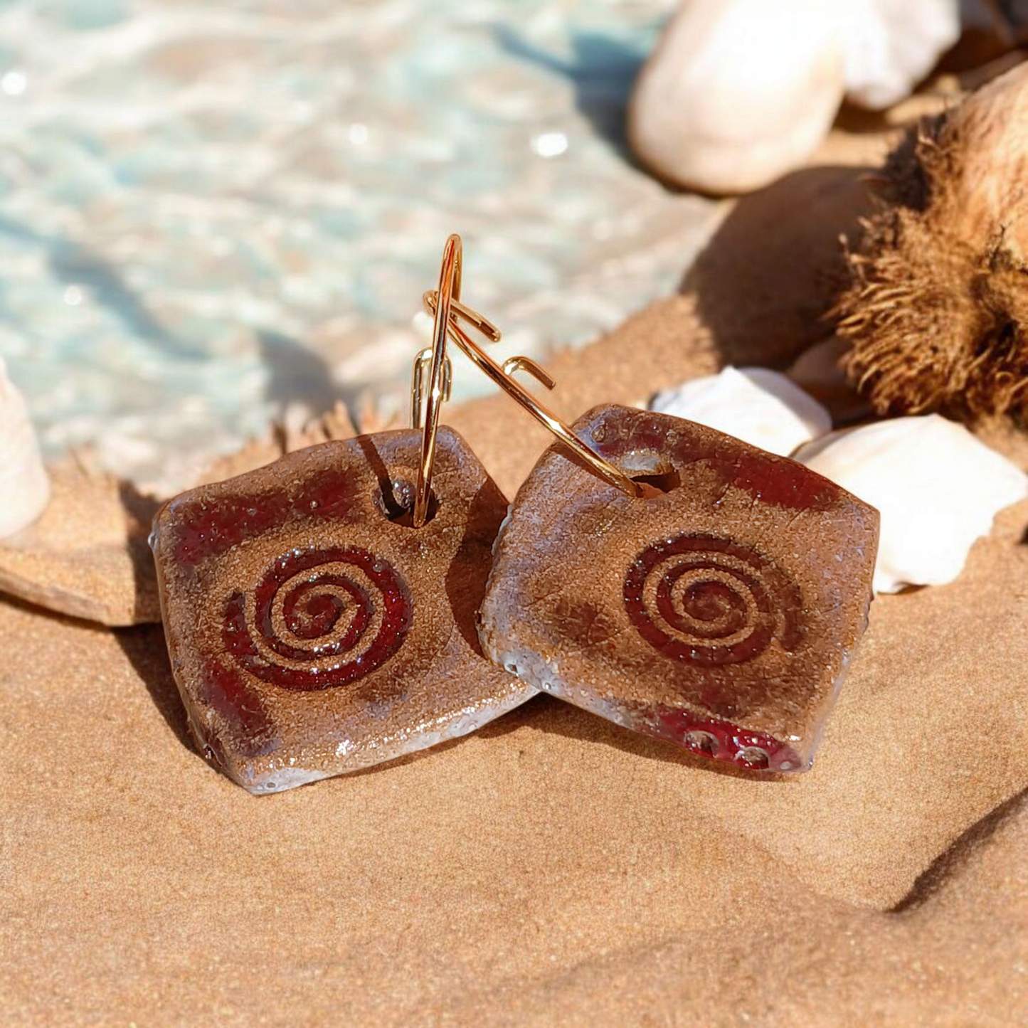 Ohrhänger Keramik feuerrot