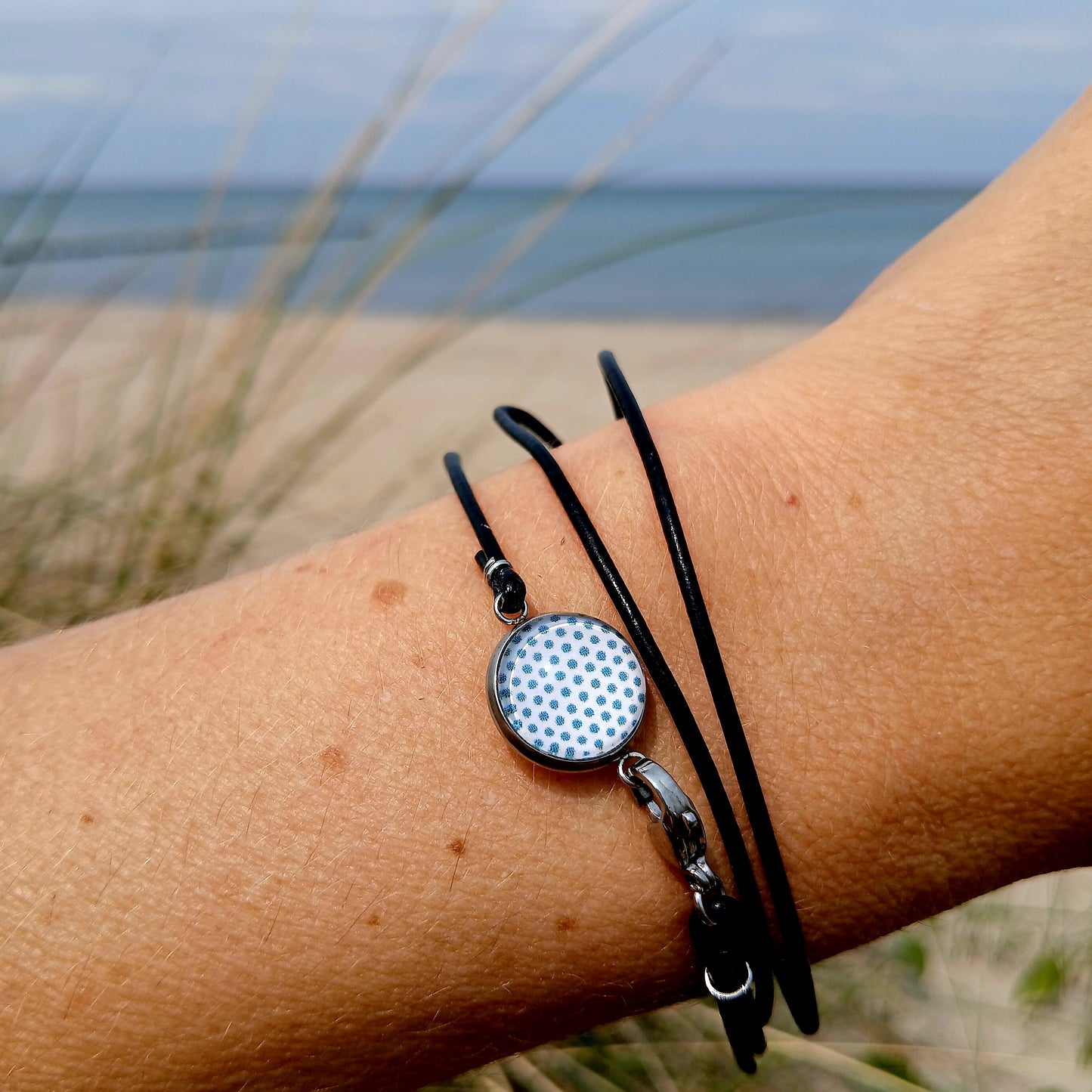 Armband Cabochon "Pünktchen" silber