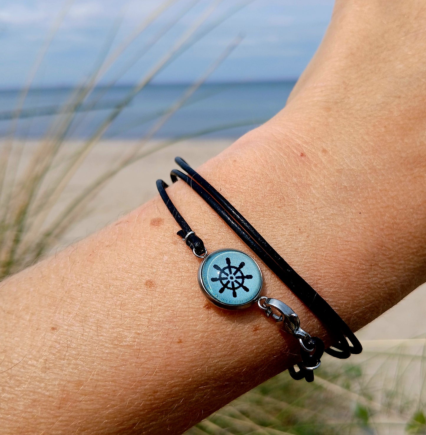 Armband Cabochon "Steuerrad" silber