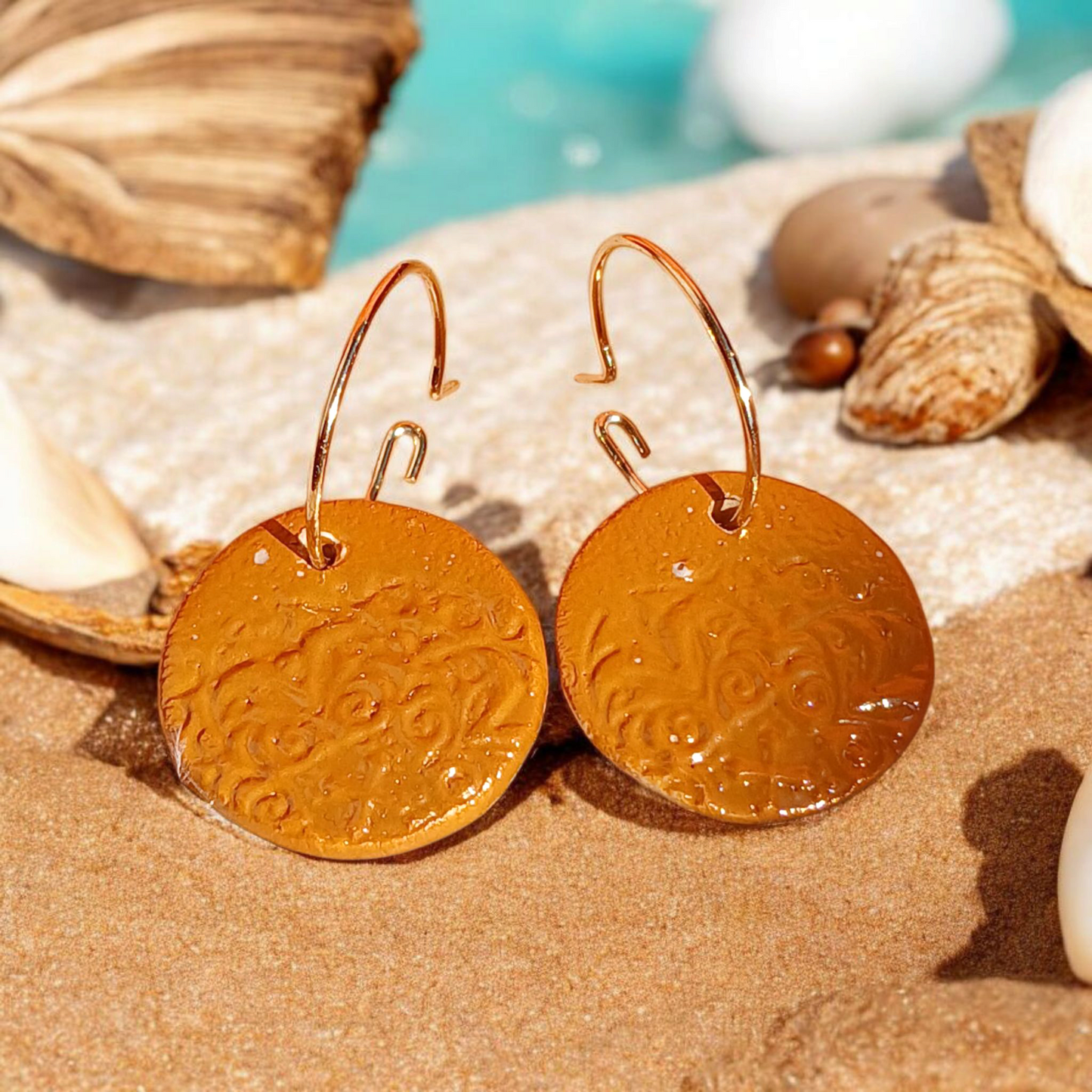 Ohrhänger Keramik goldfarben