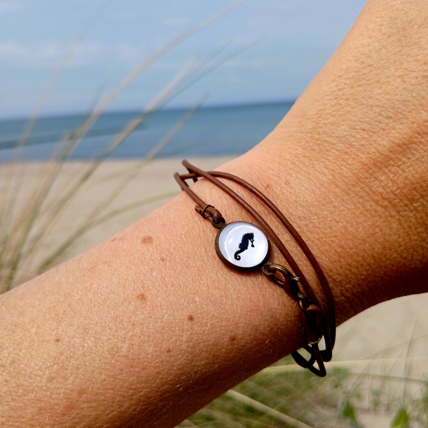 Armband Cabochon "Seepferdchen" bronze