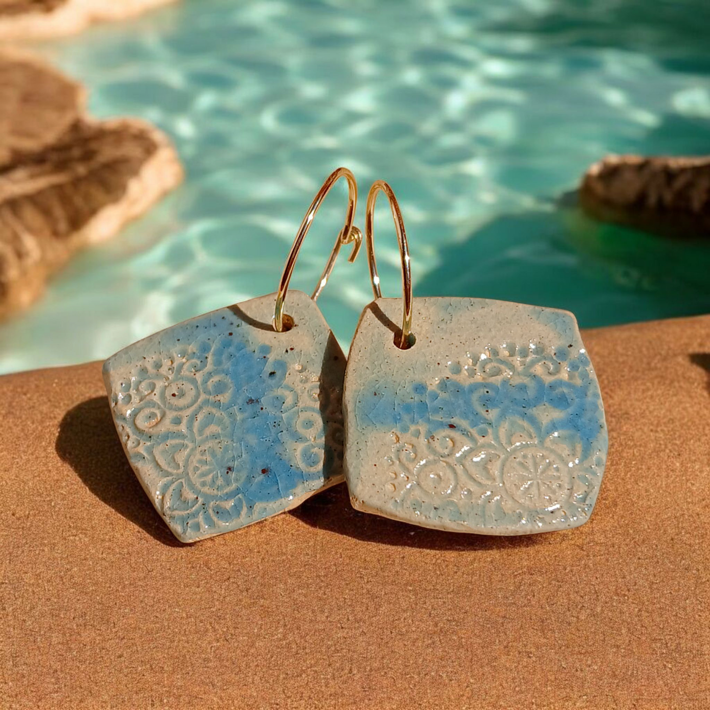 Ohrhänger Keramik türkis