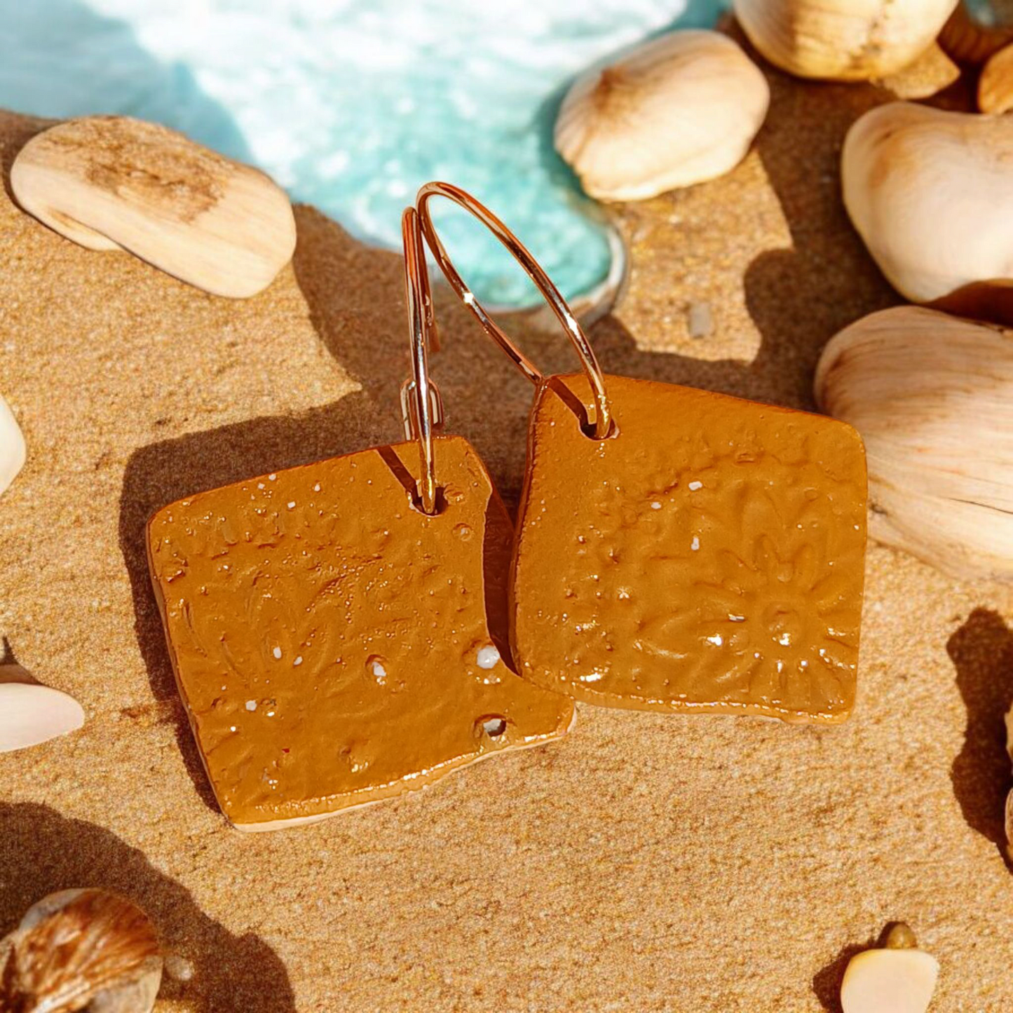 Ohrhänger Keramik goldfarben