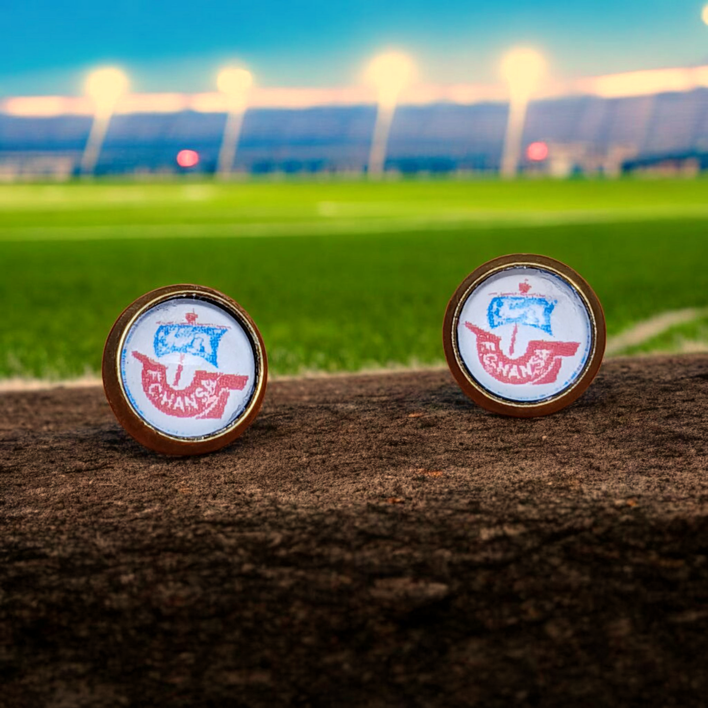 FC Hansa Ohrstecker bronzefarben Motiv bunt