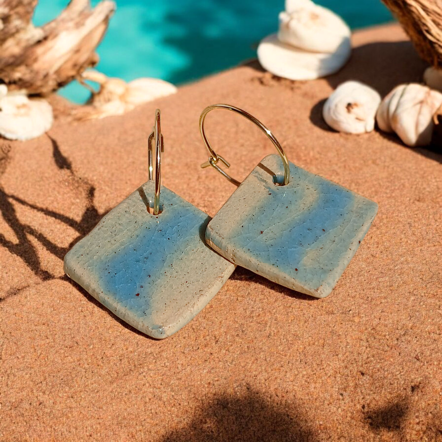 Ohrhänger Keramik türkis