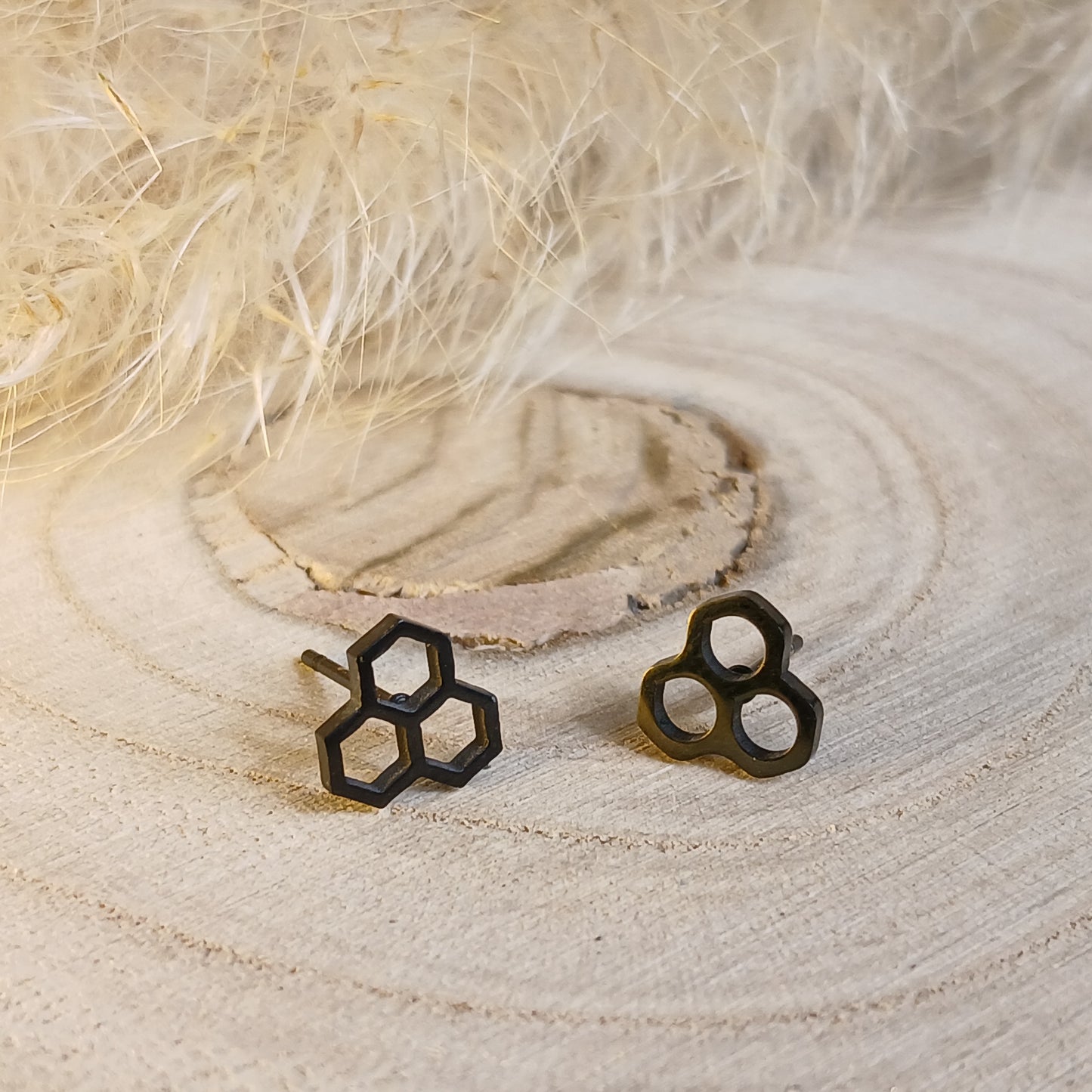 Ohrstecker Edelstahl Bienenwabe