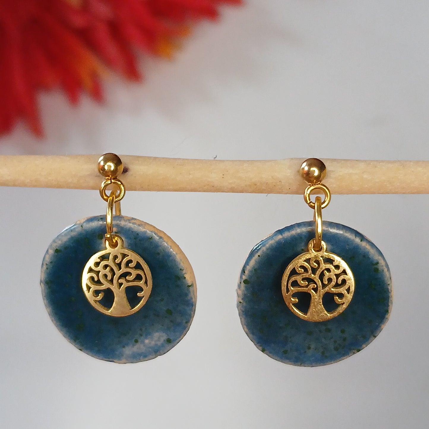 Ohrhänger Keramik "Lebensbaum"