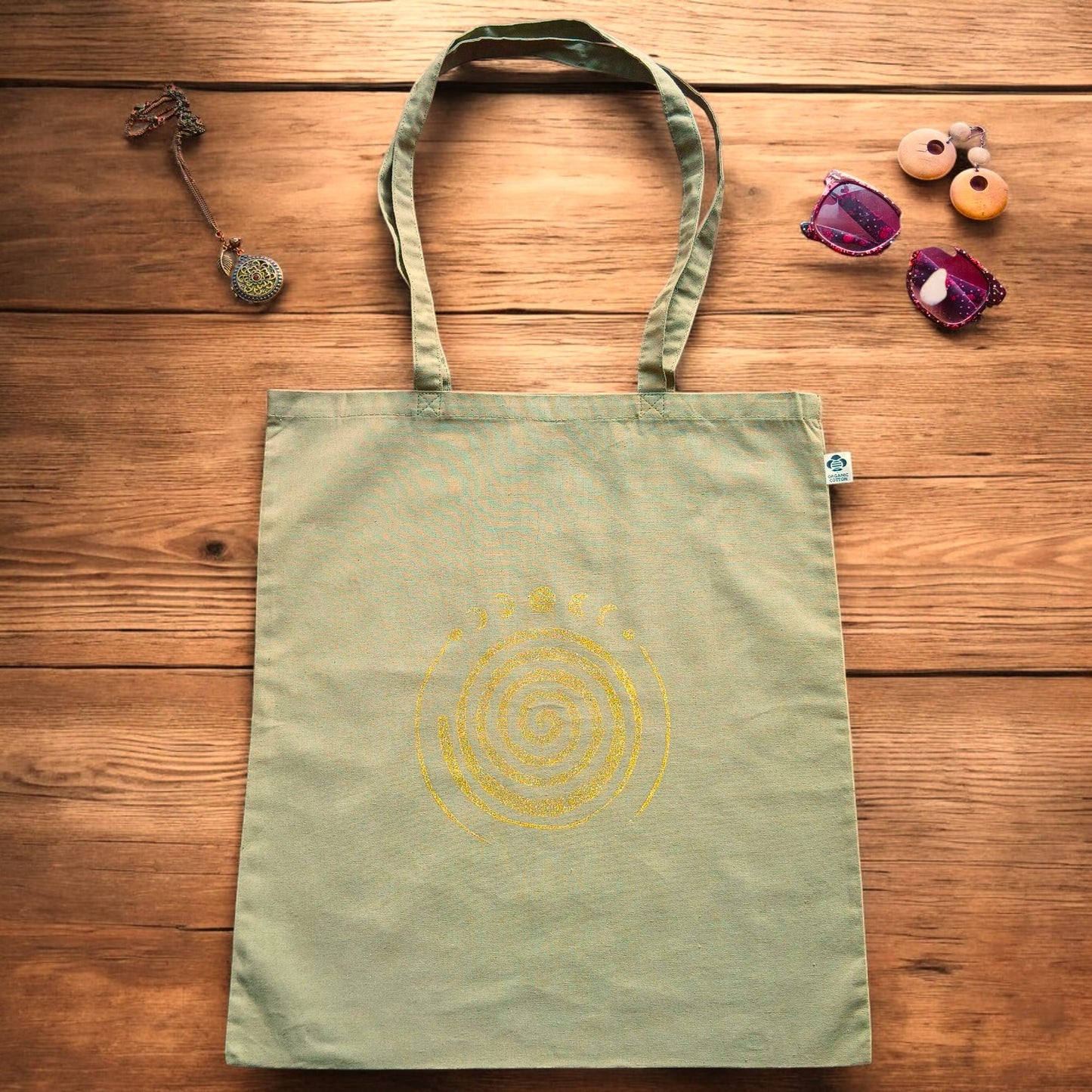 Handbedruckter Bio-Stoffbeutel Spirale