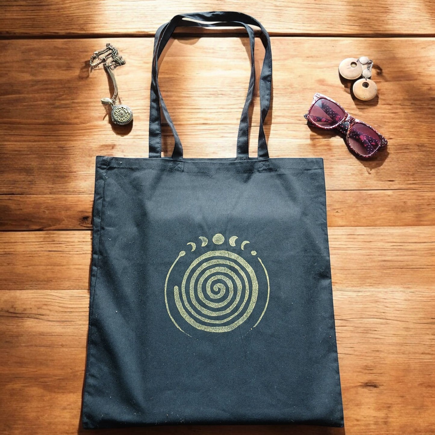 Handbedruckter Bio-Stoffbeutel Spirale