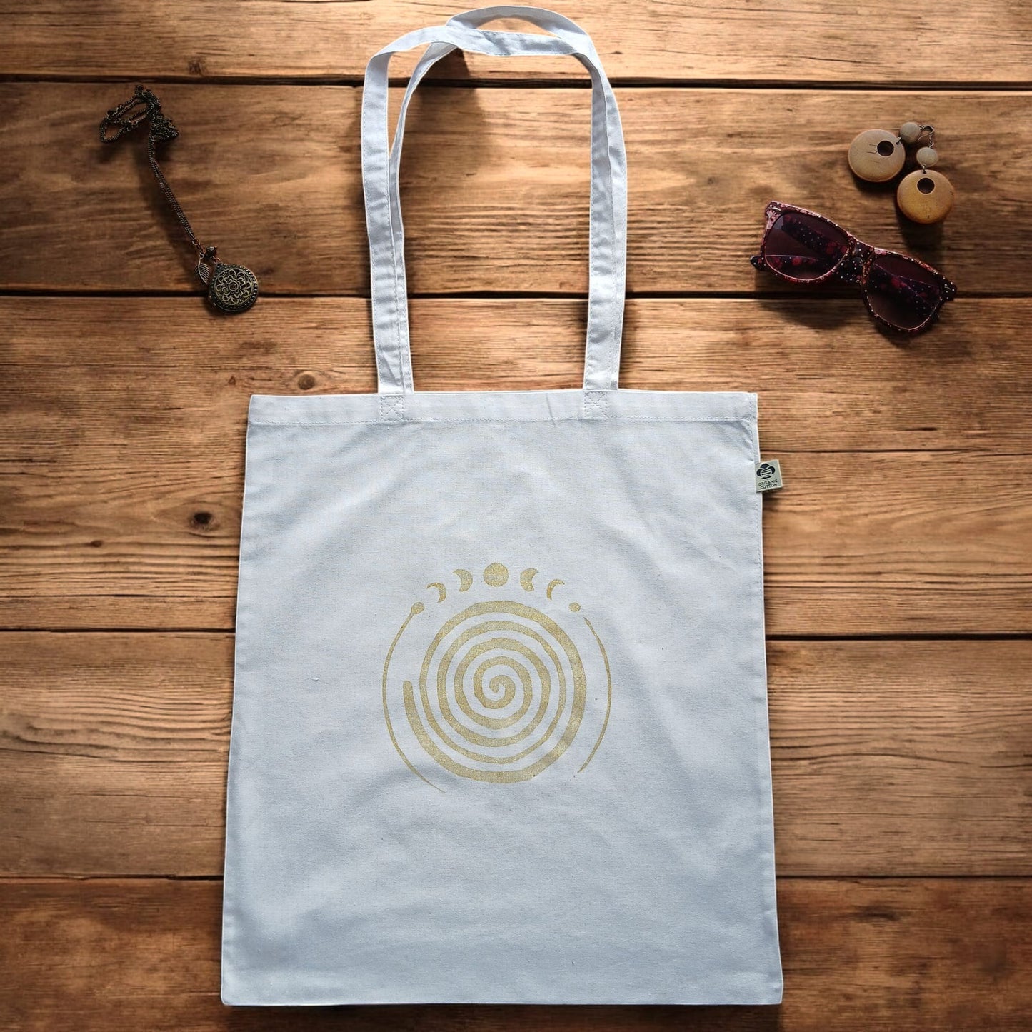 Handbedruckter Bio-Stoffbeutel Spirale