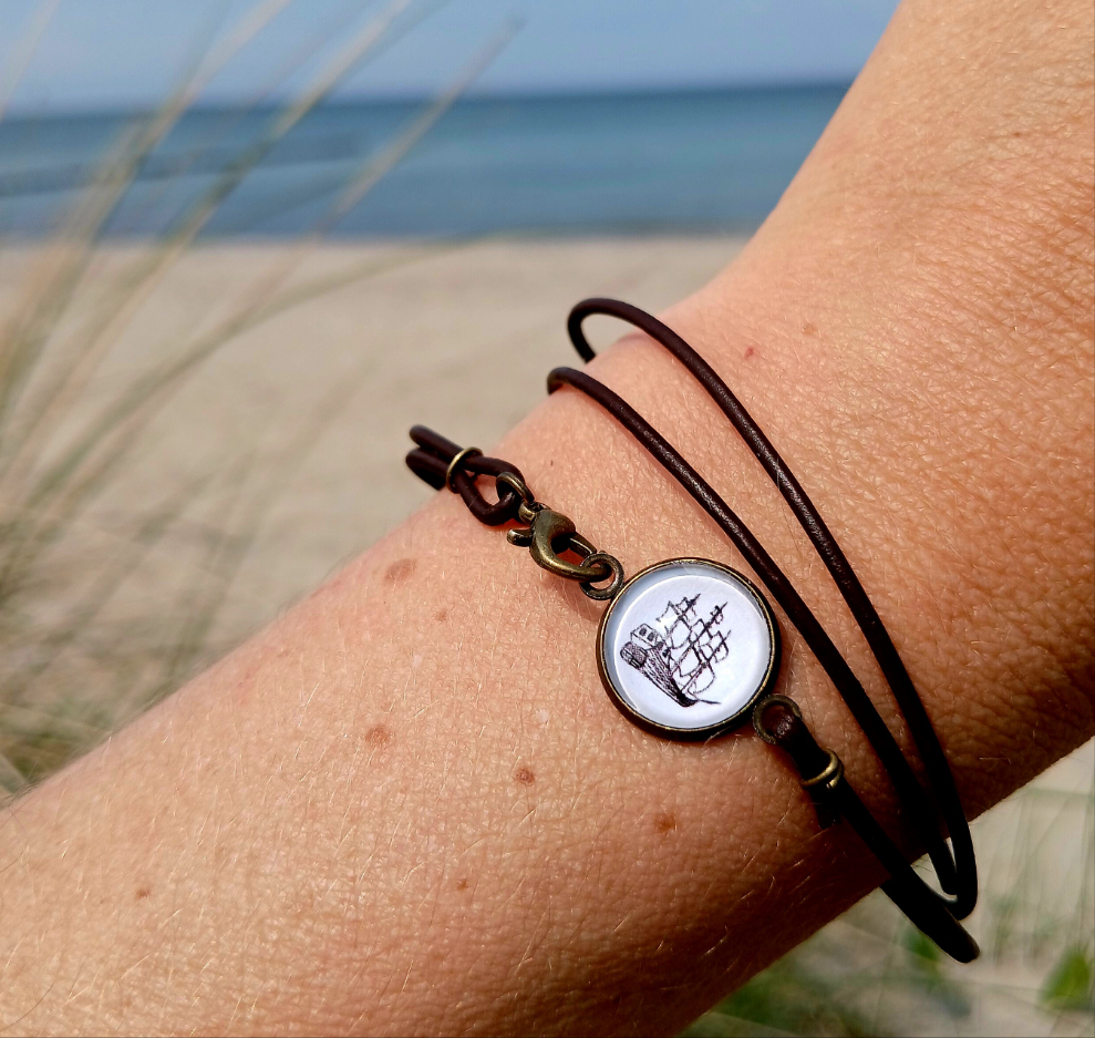 Armband Cabochon "Schiff" bronze