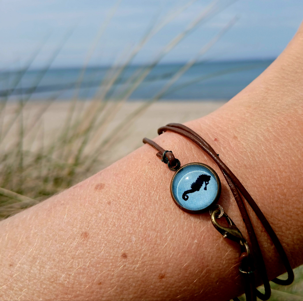 Armband Cabochon "Seepferdchen" bronze