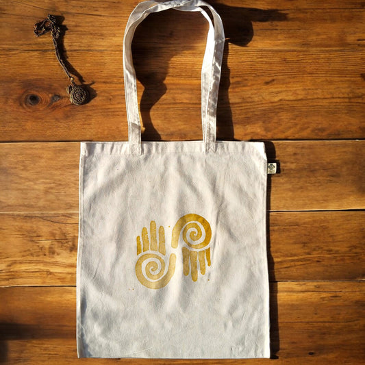Handbedruckter Bio-Stoffbeutel Hand der Fatima