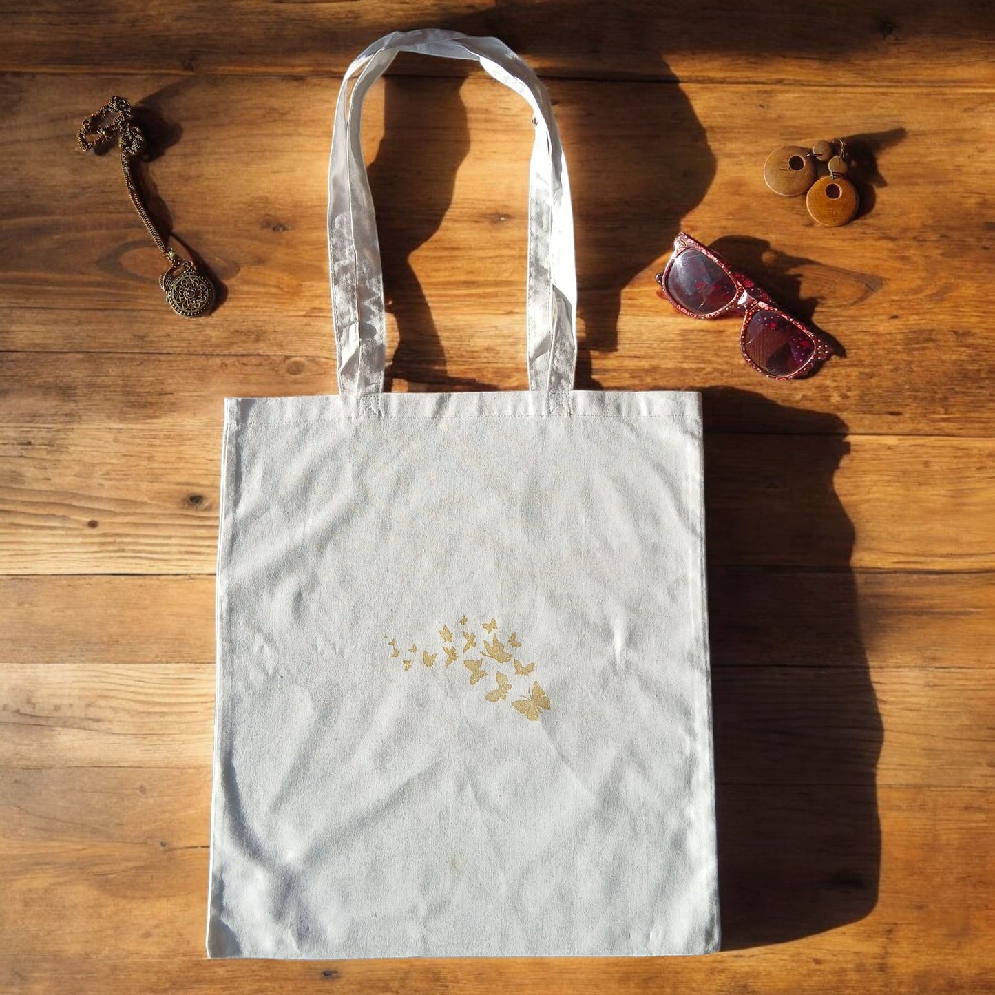 Handbedruckter Bio-Stoffbeutel Schmetterlinge