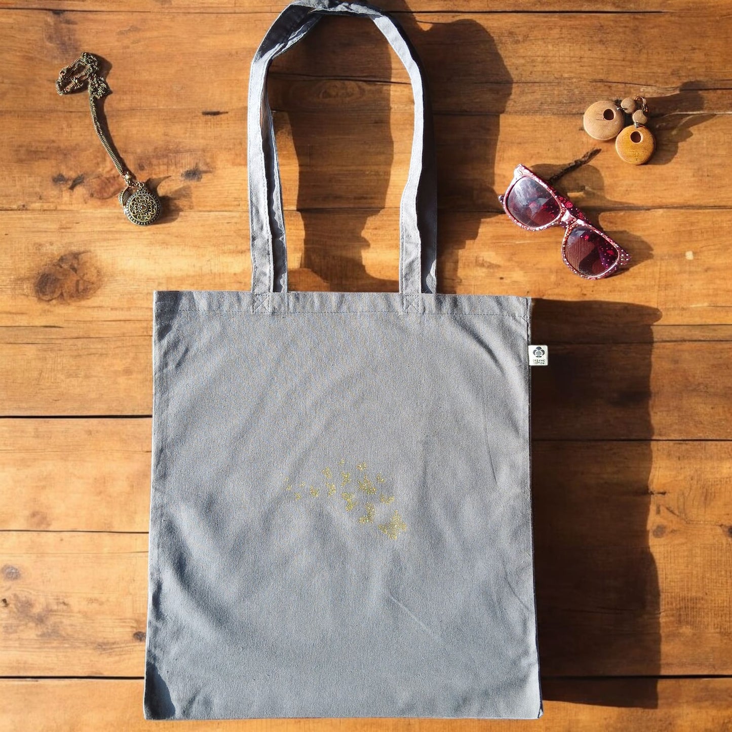 Handbedruckter Bio-Stoffbeutel Schmetterlinge