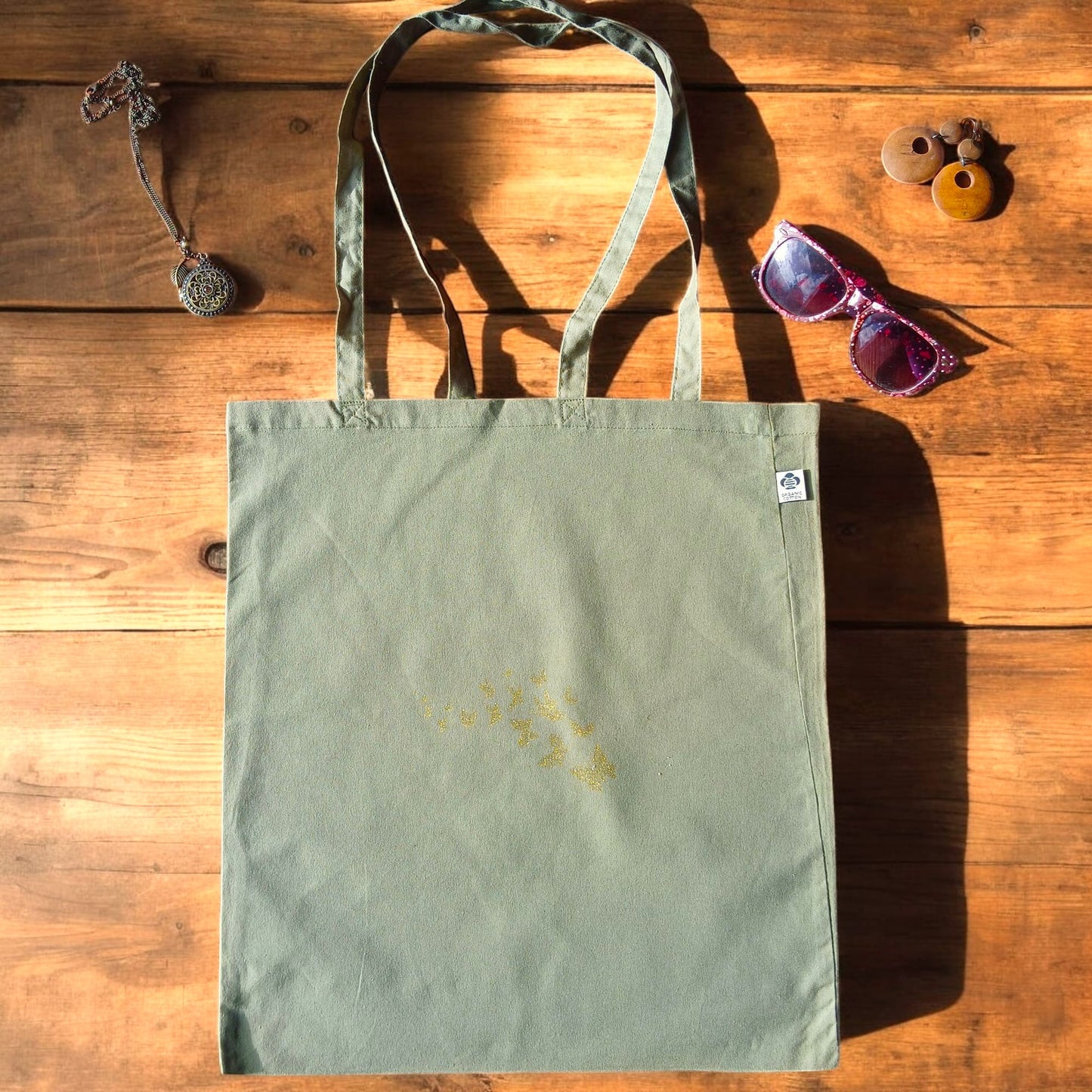 Handbedruckter Bio-Stoffbeutel Schmetterlinge