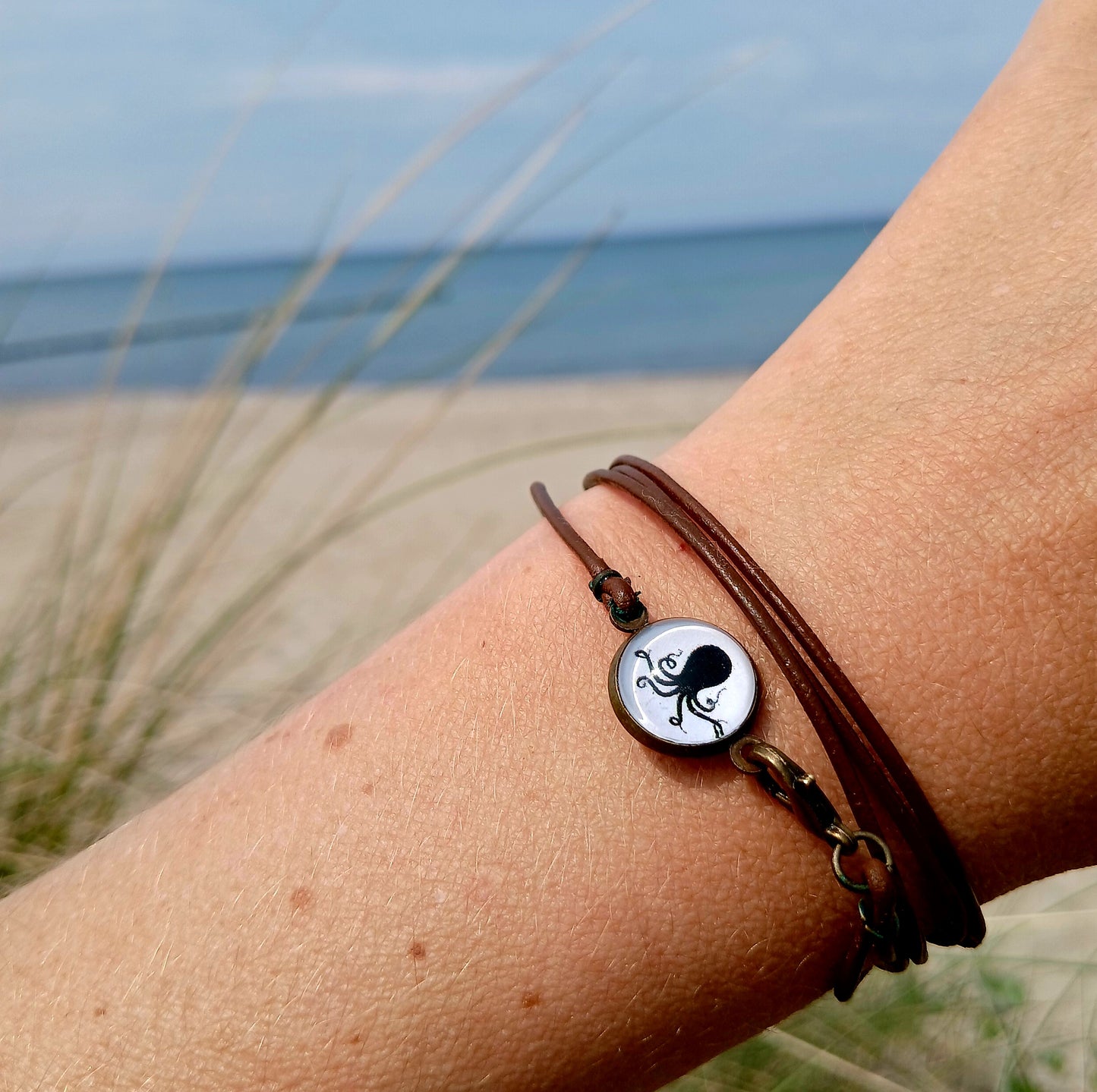 Armband Cabochon "Krake" bronze