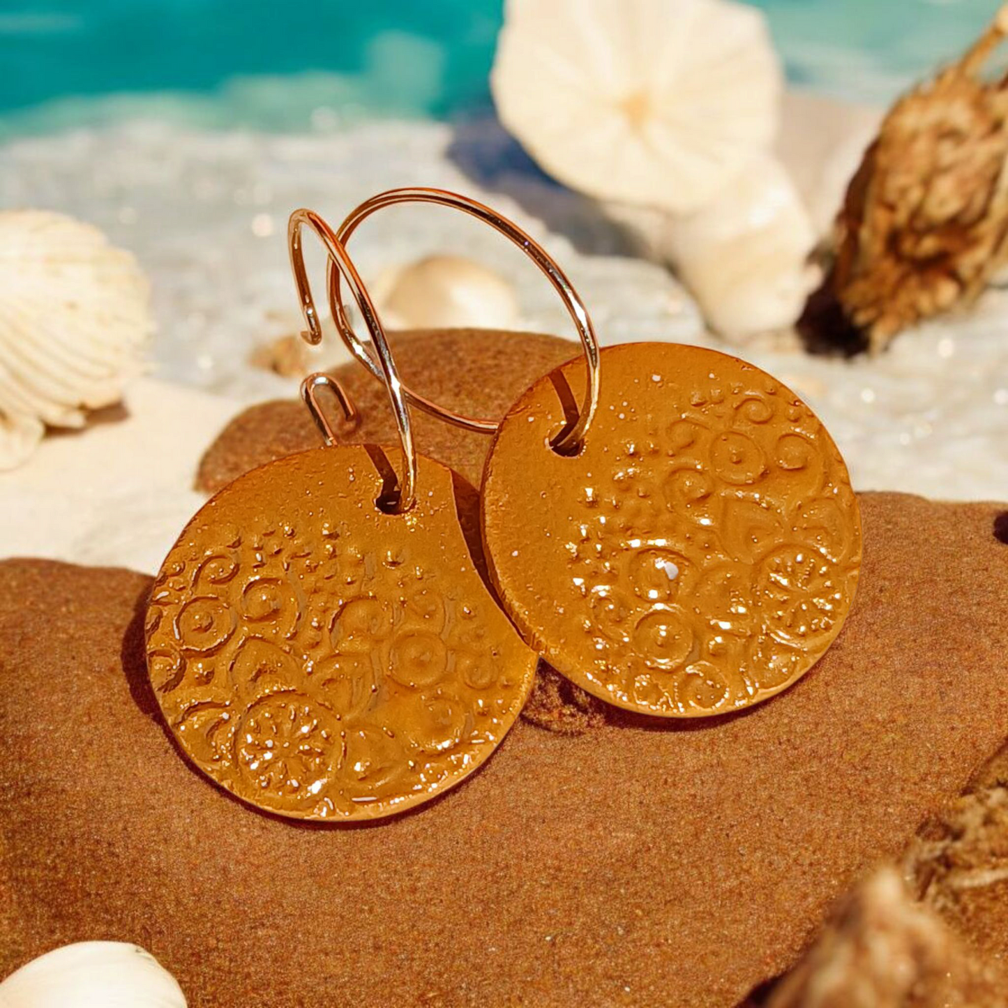 Ohrhänger Keramik goldfarben