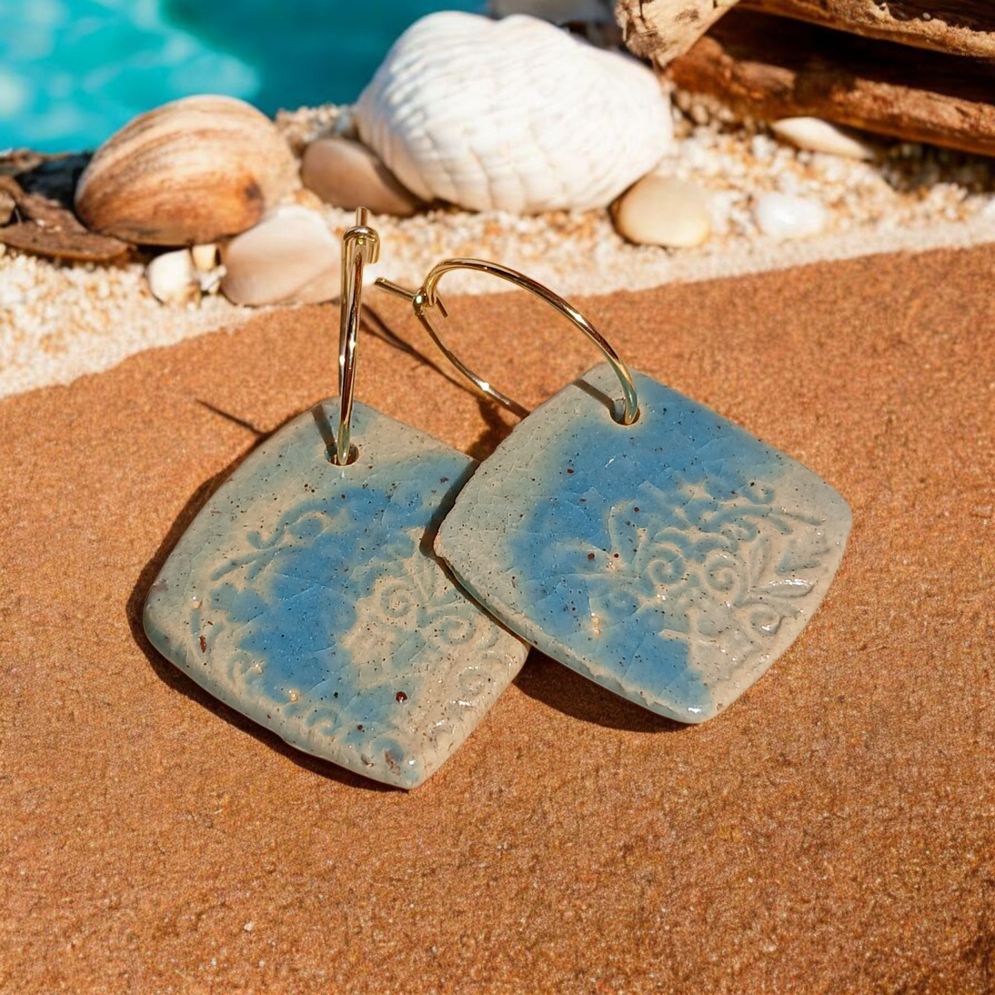 Ohrhänger Keramik türkis