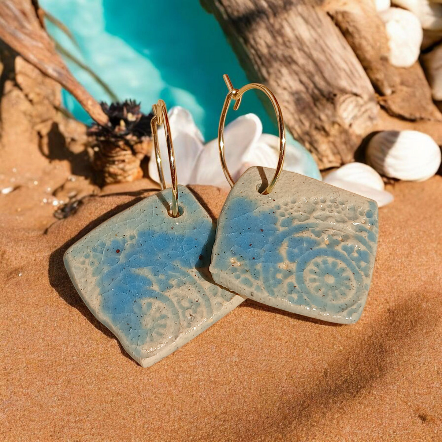 Ohrhänger Keramik türkis