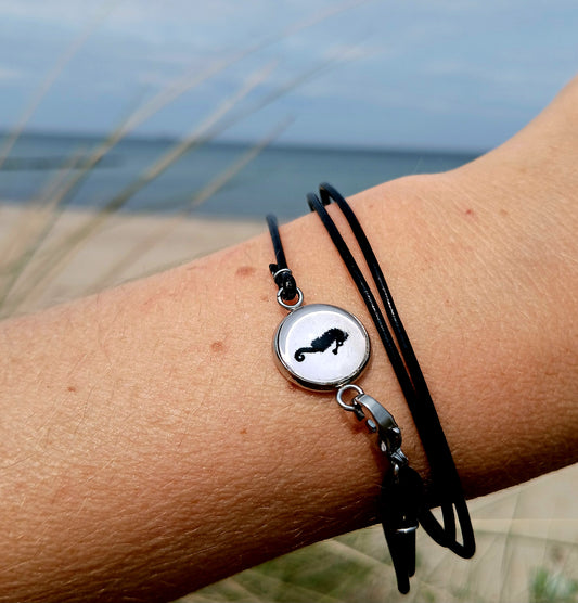 Armband Cabochon "Seepferdchen" silber