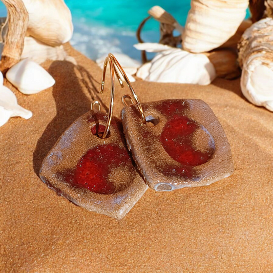 Ohrhänger Keramik feuerrot