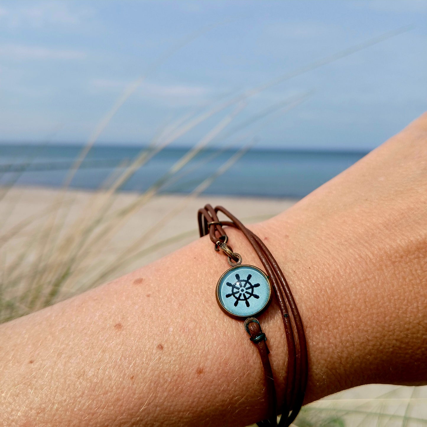 Armband Cabochon "Steuerrad" bronze