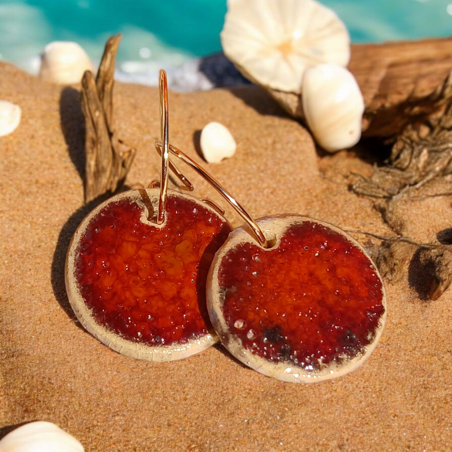 Ohrhänger Keramik feuerrot