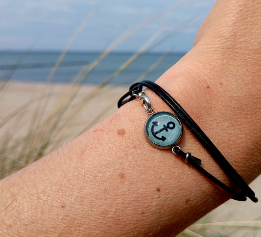 Armband Cabochon "Anker" silber