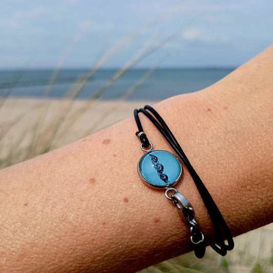 Armband Cabochon "Welle" silber