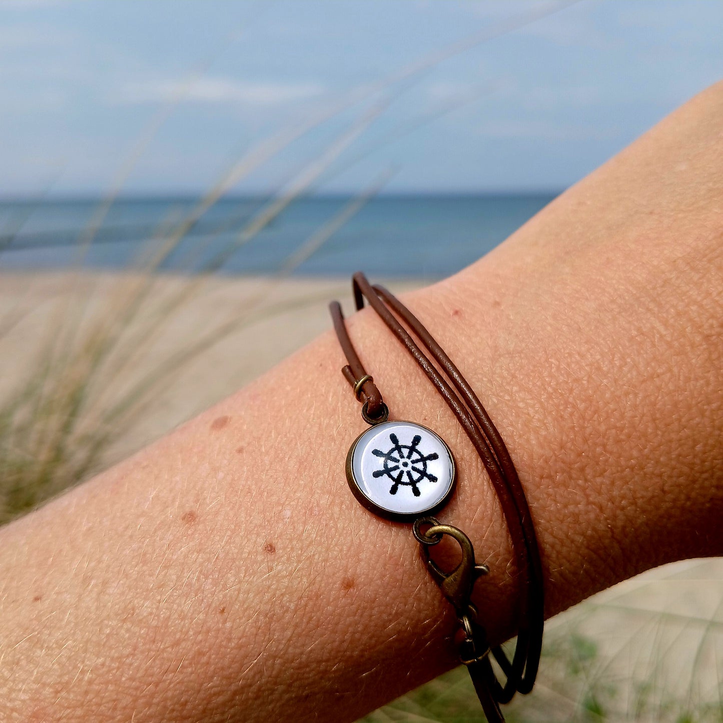 Armband Cabochon "Steuerrad" bronze