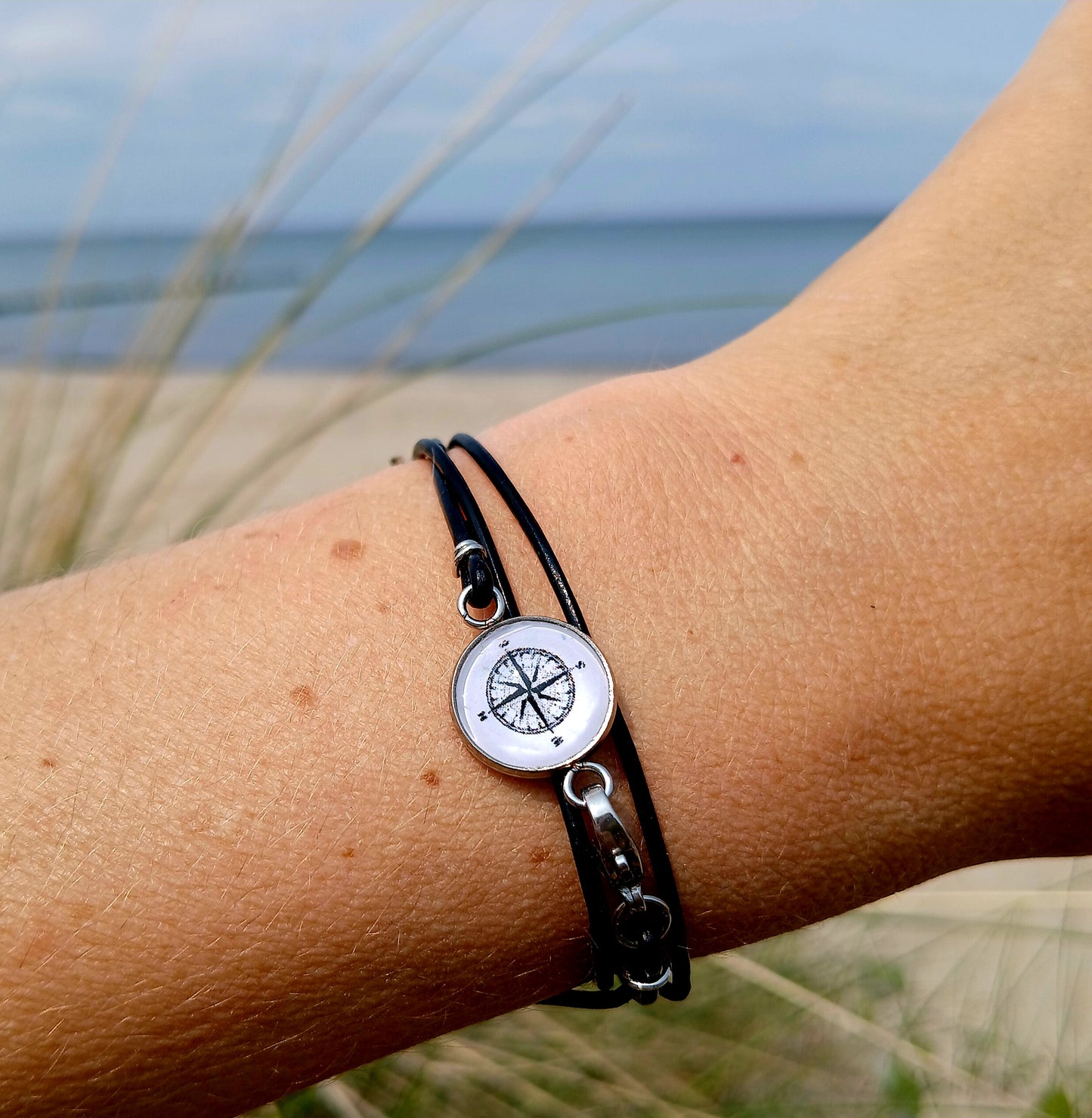 Armband Cabochon "Kompass" silber