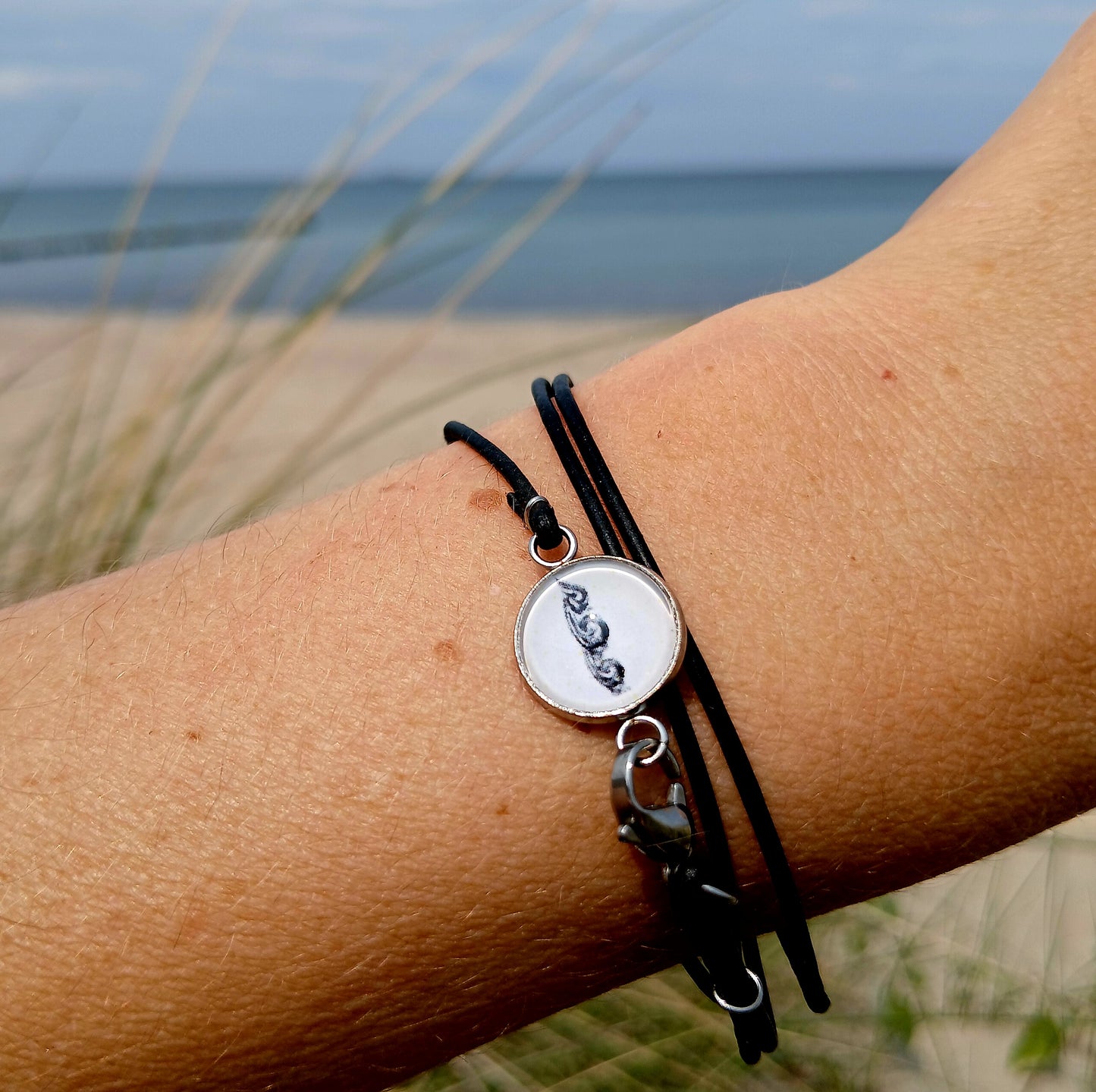 Armband Cabochon "Welle" silber