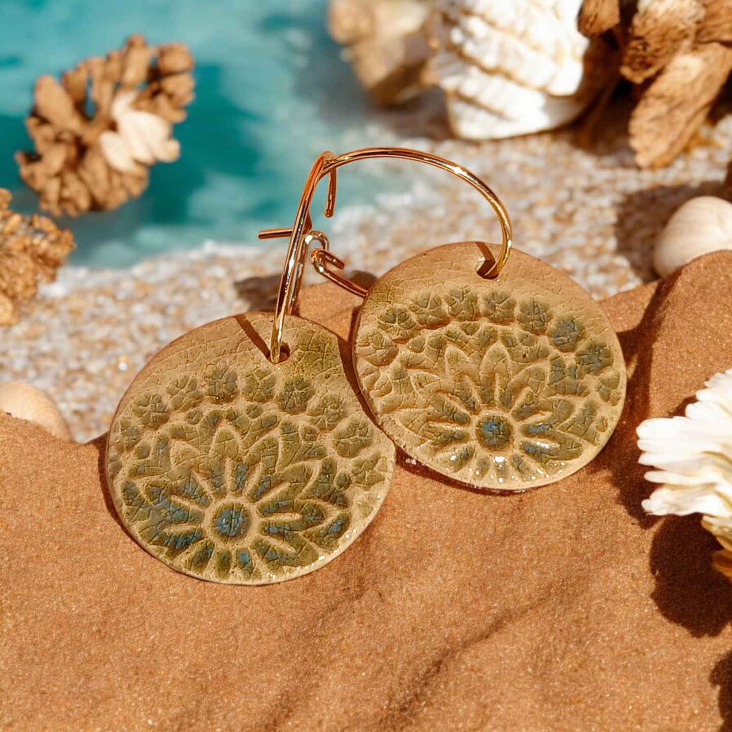 Ohrhänger Keramik flaschengrün