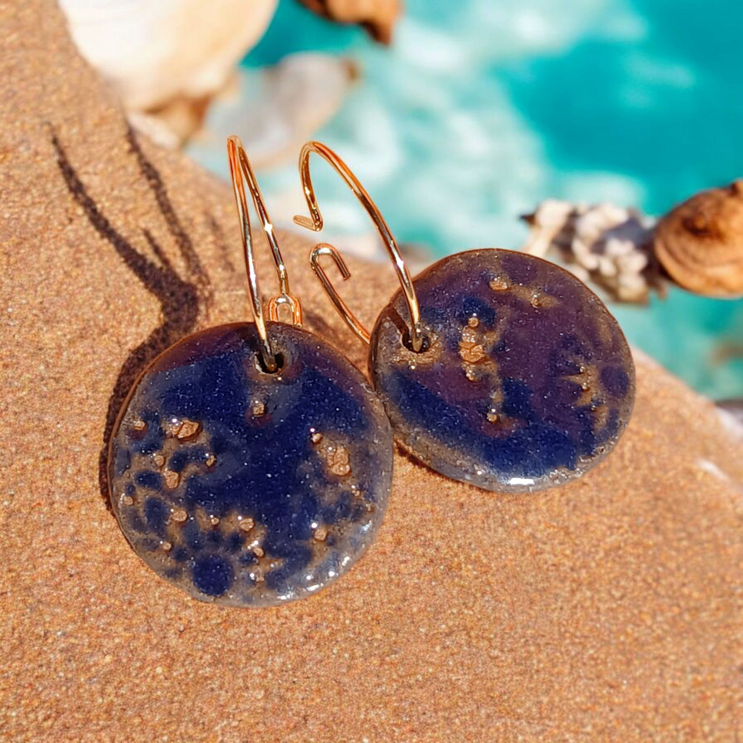 Ohrhänger Keramik tiefblau