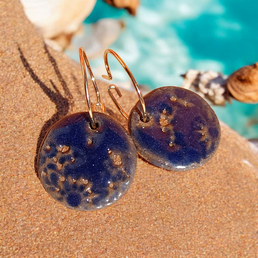 Ohrhänger Keramik tiefblau