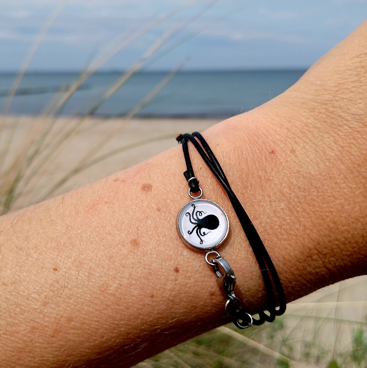 Armband Cabochon "Krake" silber