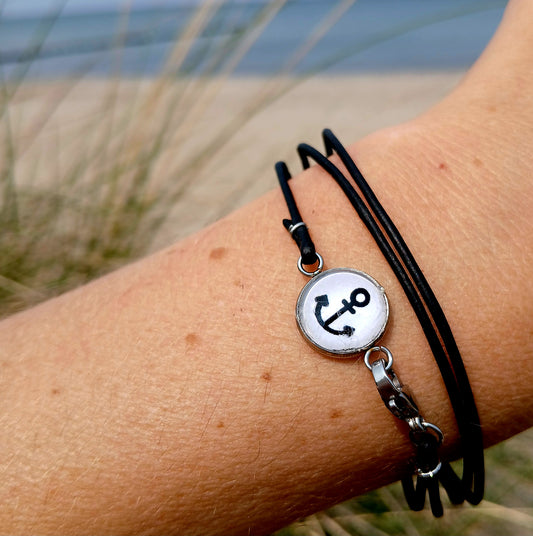 Armband Cabochon "Anker" silber