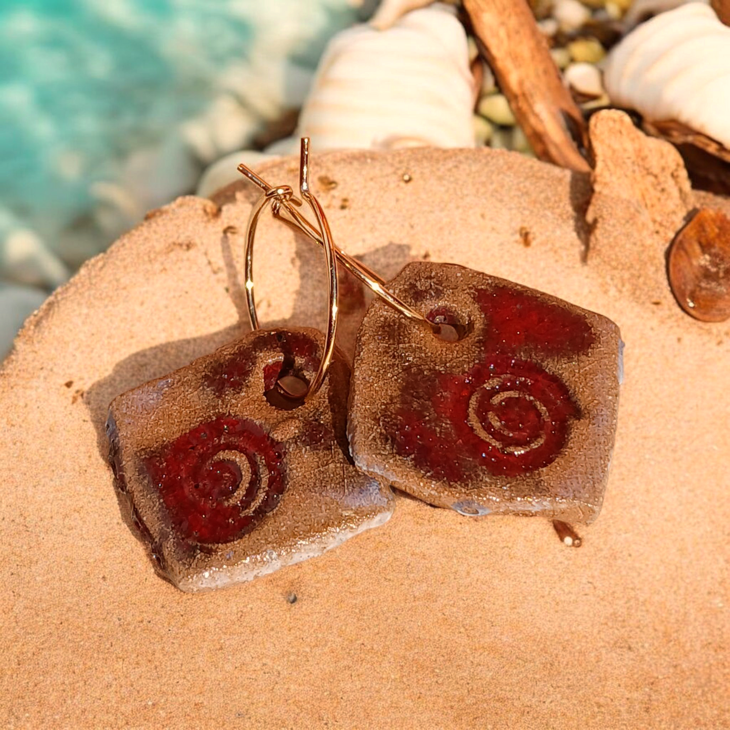 Ohrhänger Keramik feuerrot