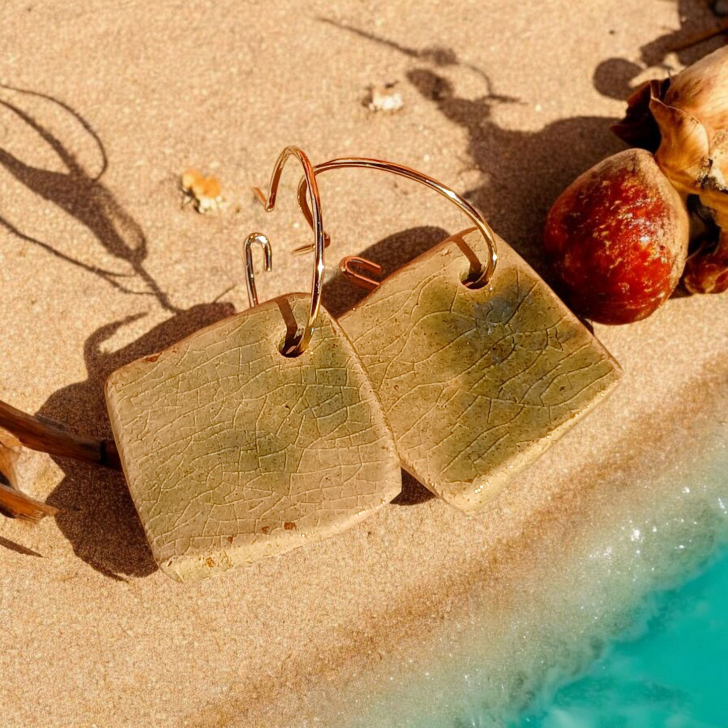 Ohrhänger Keramik flaschengrün