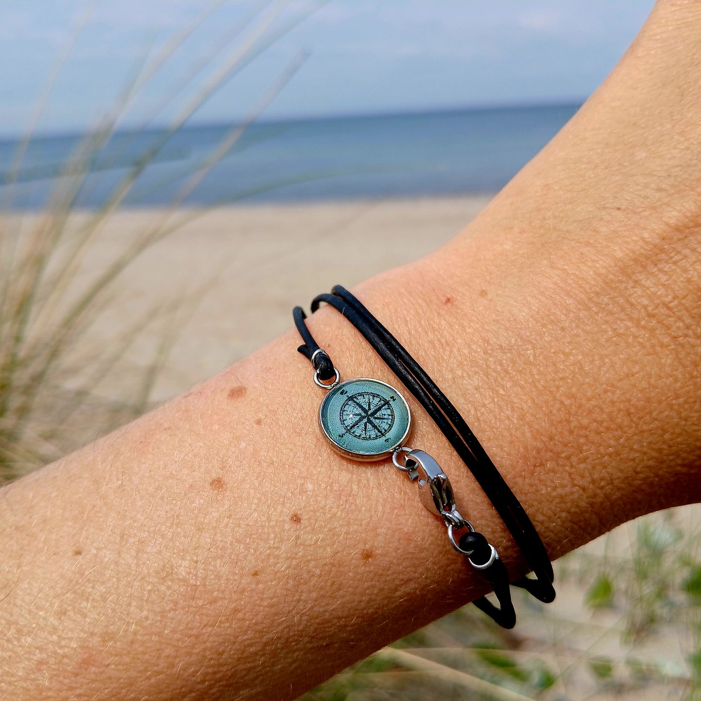 Armband Cabochon "Kompass" silber